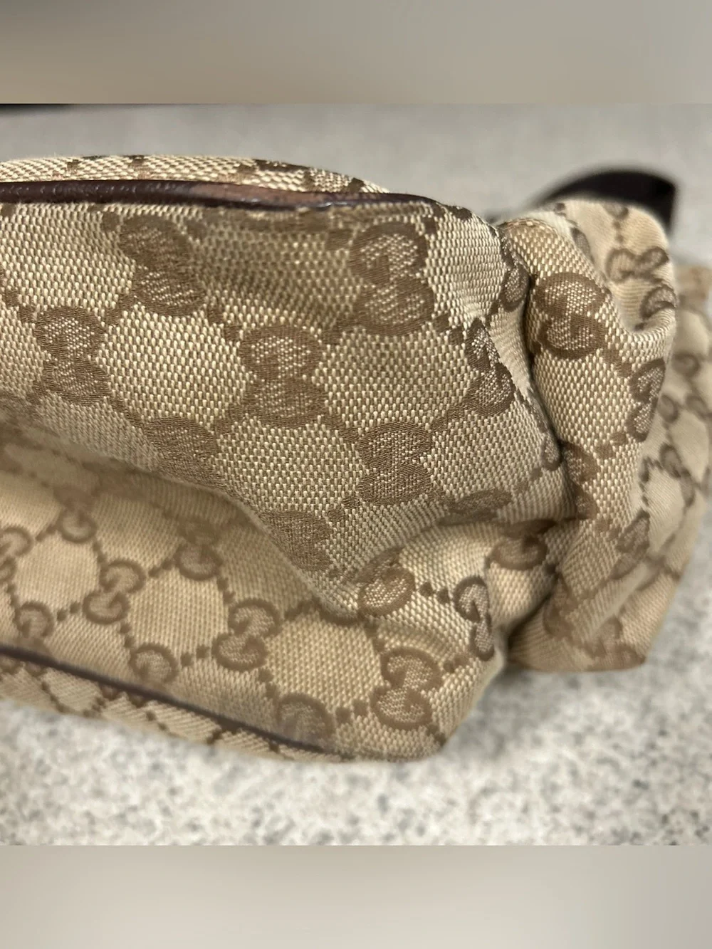 GUCCI Brown and Beige GG Monogram Diaper Bag